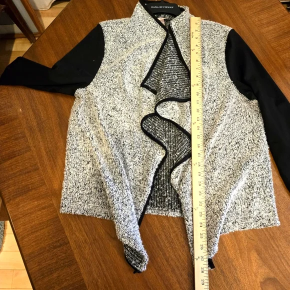 Roz & Ali Black& White Open Draped Cardigan Size XL - Picture 8 of 10